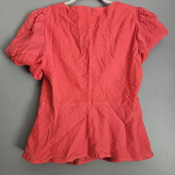 Rebecca Taylor Coral Puff Sleeve Peplum Blouse - Picture 4 of 8
